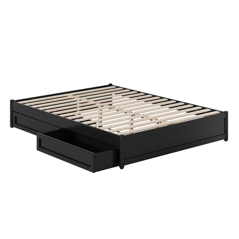 Lamariah Solid Wood Open Frame Storage Bed, Queen, Black