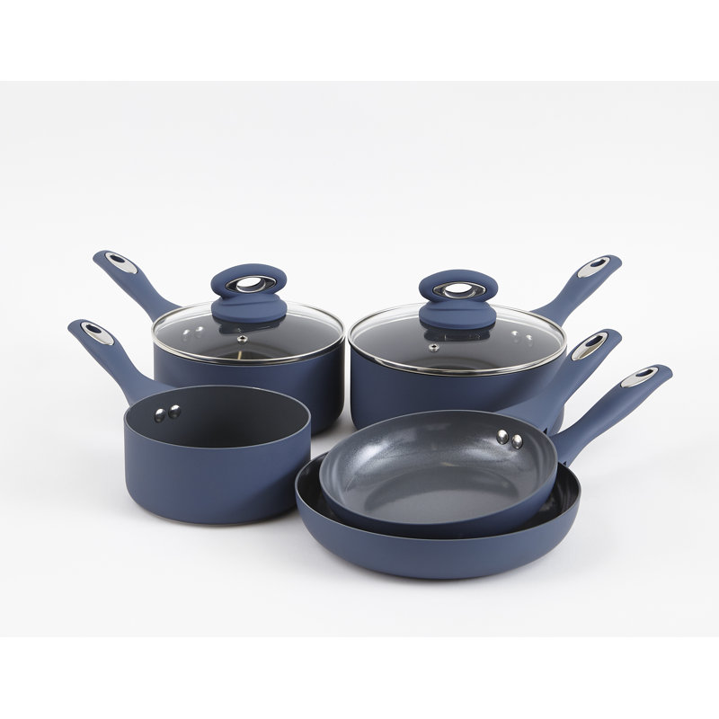 17 Stories Amatallah 5 Piece Aluminium Non Stick Cookware Set, Blue