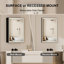 Armoire murale à DEL encastrée ou en surface 30 po H avec miroir et tablettes réglables, cadre noir-1673002031-1673002029