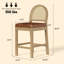 Tabourets de bar en bois avec dossier en rotin naturel (ensemble de 2)