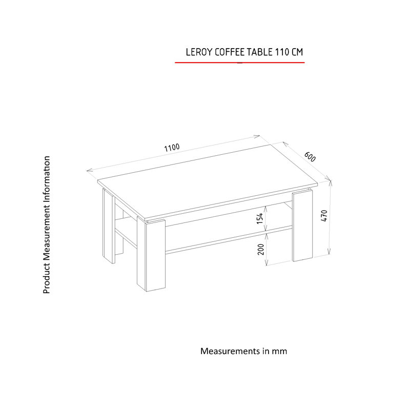 Vickey Four Leg Coffee Table with Storage