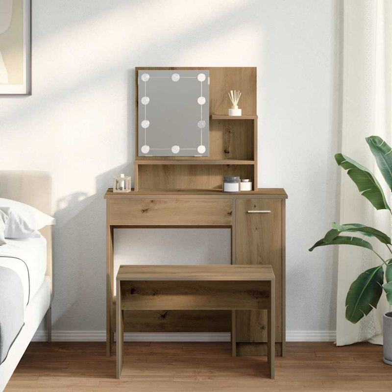 Italya Dressing Table with Mirror, Artisan Oak