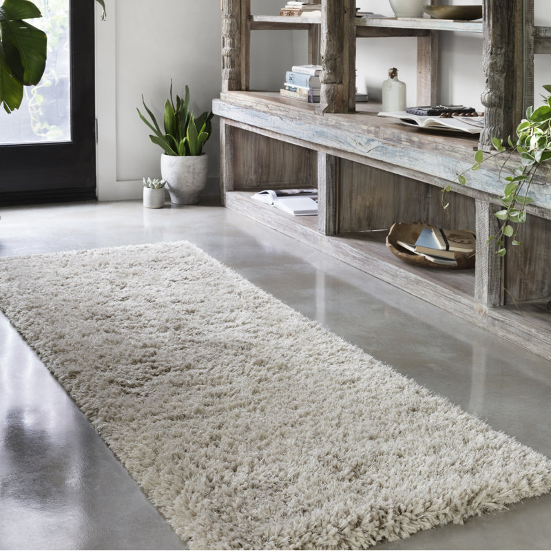 Tapis poils longs zone grise fait main Montanez, Rectangle 9 pi 3 po x 13 pi