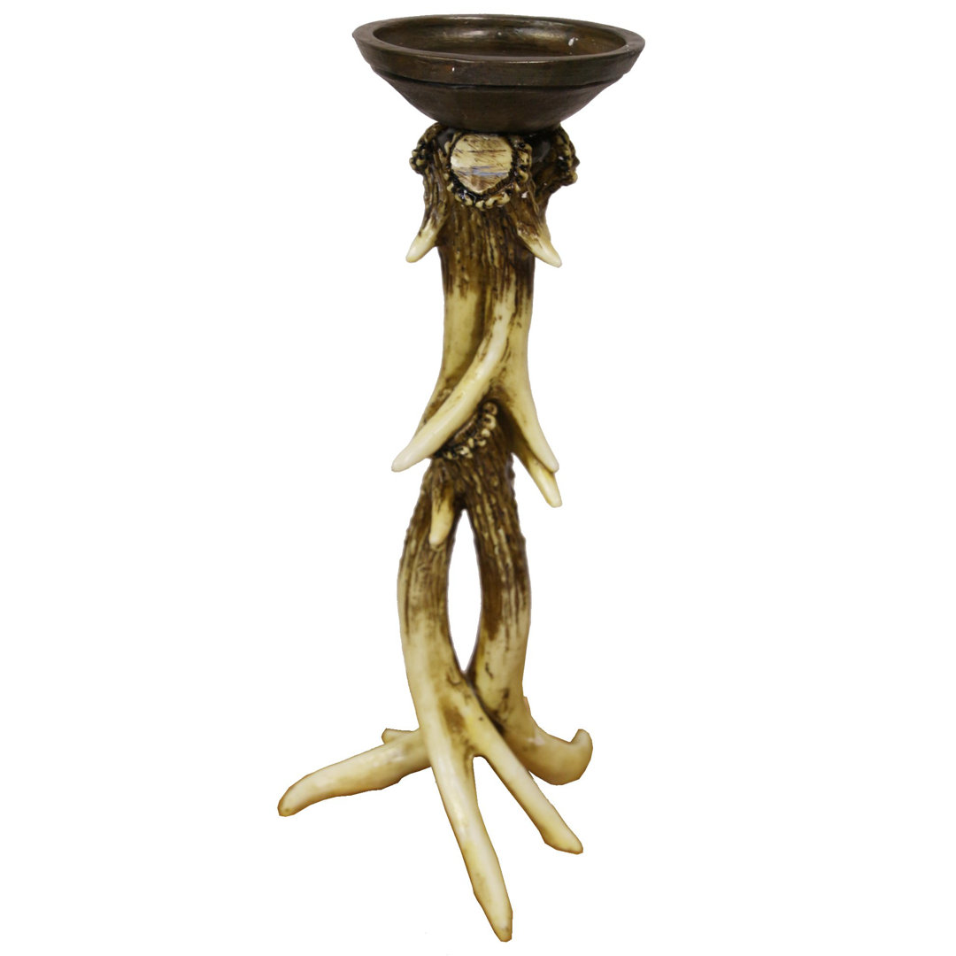 Polyresin Faux Intertwined Antler Freestanding Votive / Pillar Candle Stand Holder Millwood Pines