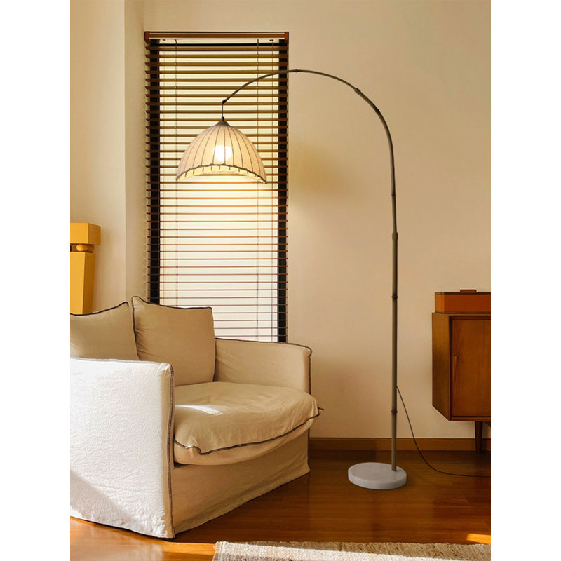 Zen-style metal fabric marble floor lamp