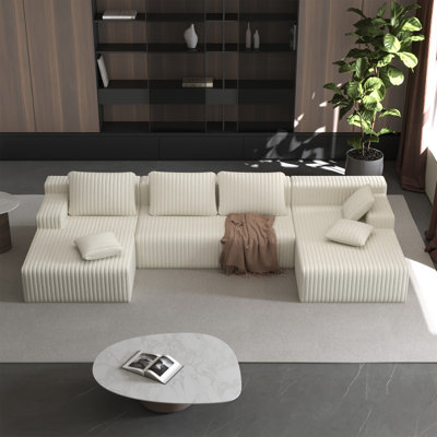 Boneless 96" L-Shaped Boneless Modular Cloud Couch Sectional Sofa