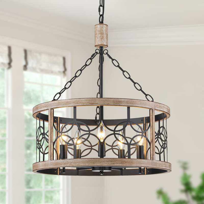 5-light Industrial Farmhouse Drum Caged Chandelier