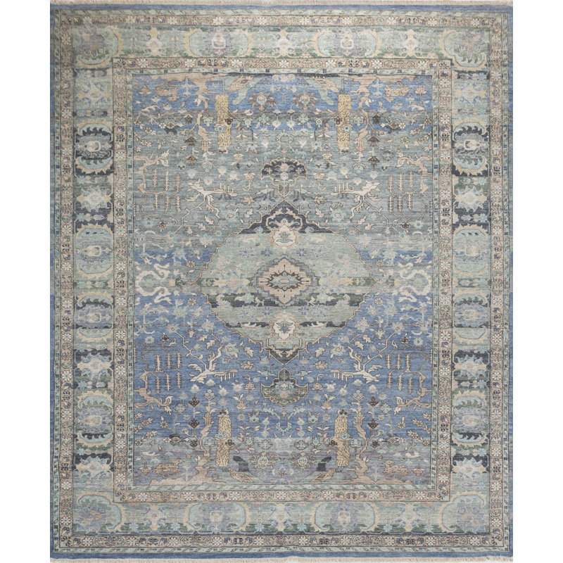 Tapis rectangulaire contemporain en laine noué à la main