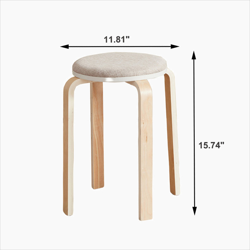Set Of 4 Stackable Stools, Round Backless Chairs