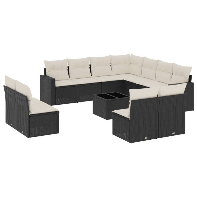 Ensemble de canapé de jardin Vidaxl noir, blanc crème