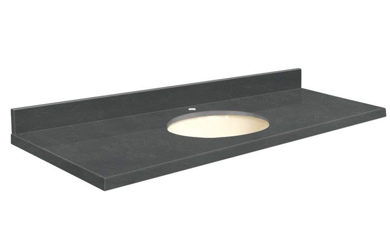 Dessus de salle de bain simple 61 po meuble-lavabo, Monotrou, Biscuit, Interlude