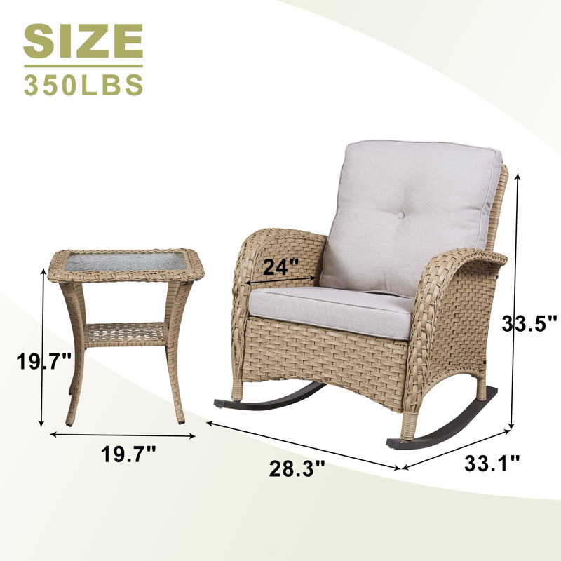 Gaetanino 2 - Person Outdoor Seating Group with Cushions, Natural Frame/Beige Cushion