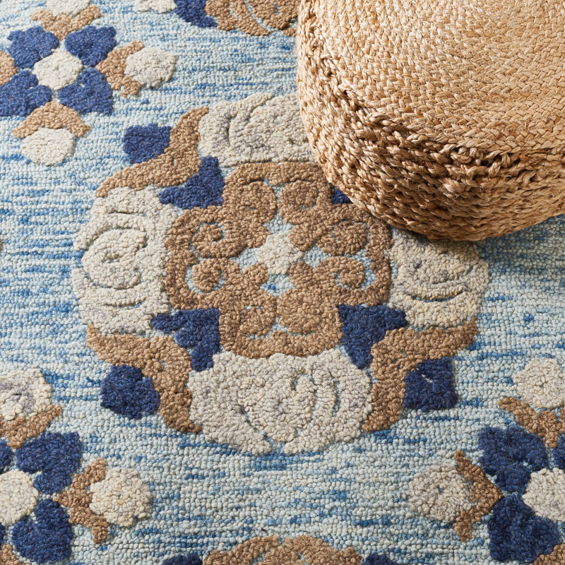 Emrick Hand Tufted Wool Floral Rug, Rectangle 5' x 8'