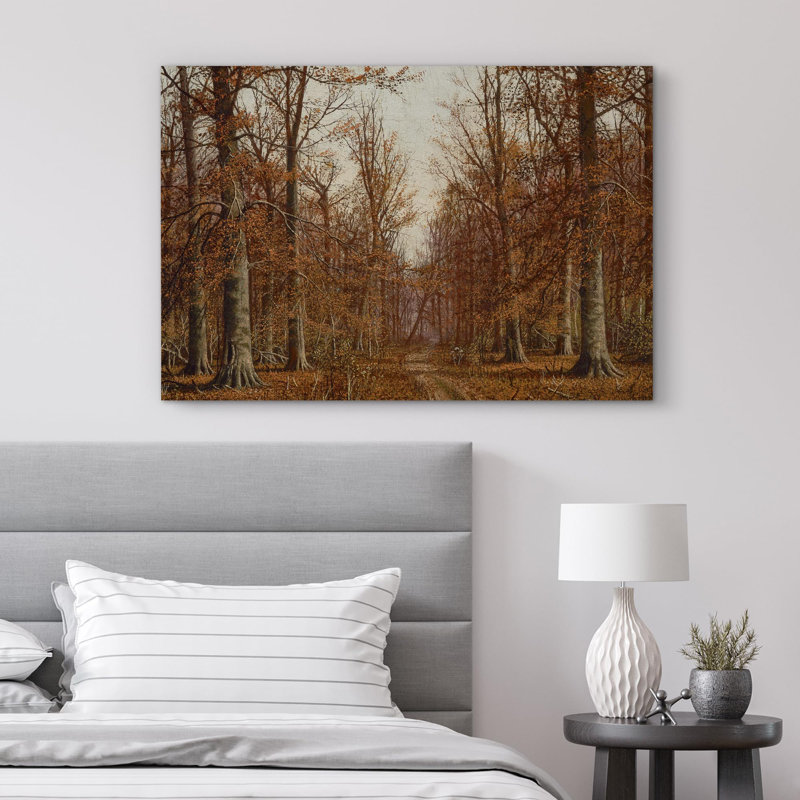 Automne «Forêt rustique avec feuilles tombantes» sur, Toile tendue, H 12 po x l 18 po