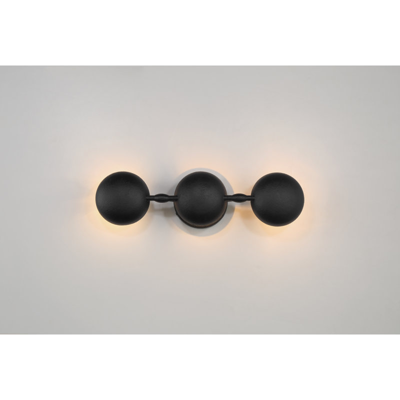 Modern Black Iron 3-Light Wall Sconce with Steel Shades