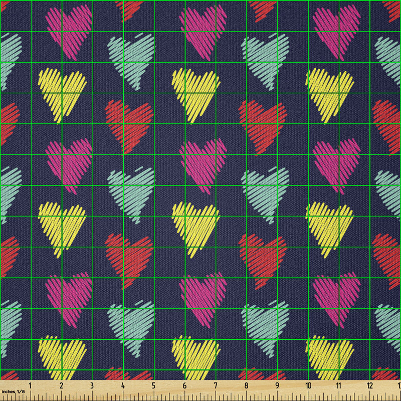 Craig-Jamie Colourful Hearts Valentine's Day Multi-Purpose Fabric