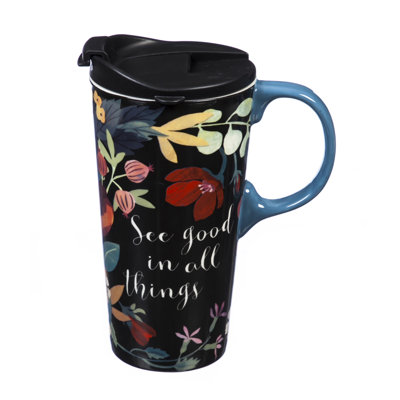 Cypress Home Double Wall Insulated Earthenware Travel Mug