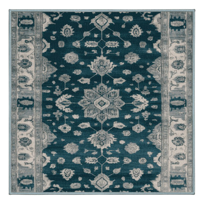 Machine Washable Overdyed Blue Area Rug