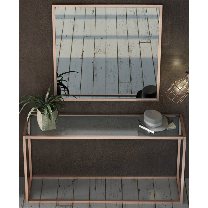 Abdias Glass Top Console Table, 31.5" H x 39.37" W x 15.75" D