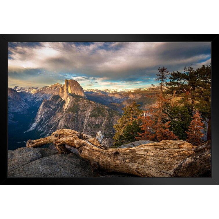 Loon Peak® Glacier Point Yosemite Valley Landscape Vista Sunset Photo Black  Wood Framed Art Poster 20x14 Framed On Paper Print Wayfair