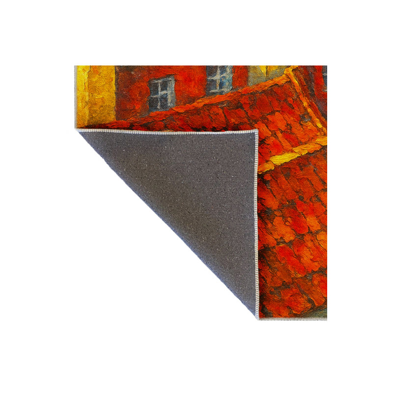 Tapis bleu tissé lavable rétro Mosso, 2' x 2'11"