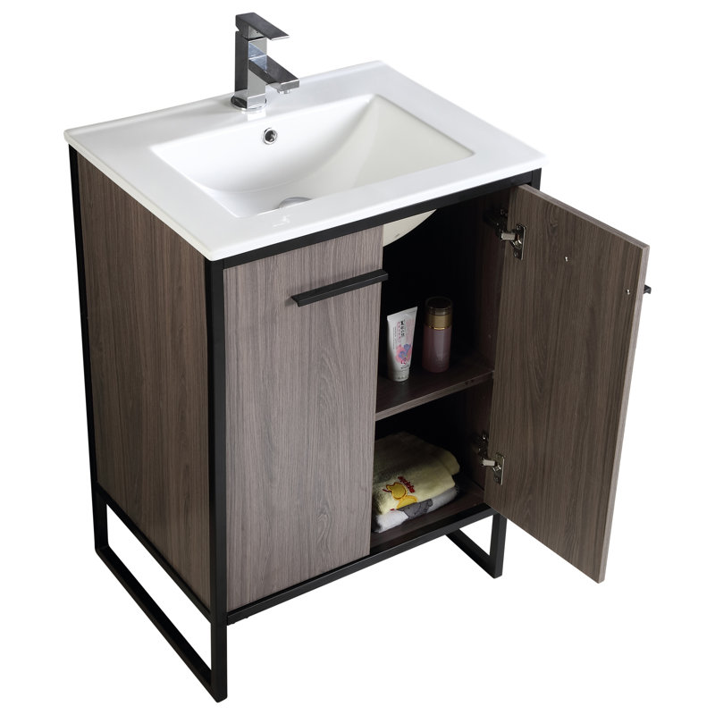 Ensemble de meuble-lavabo simple 24 po Saray, Taupe gris