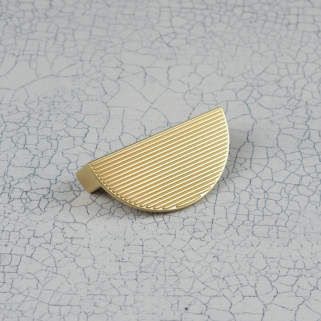 Satin Brass Ribbed Handle Collection & Coordinating Knobs