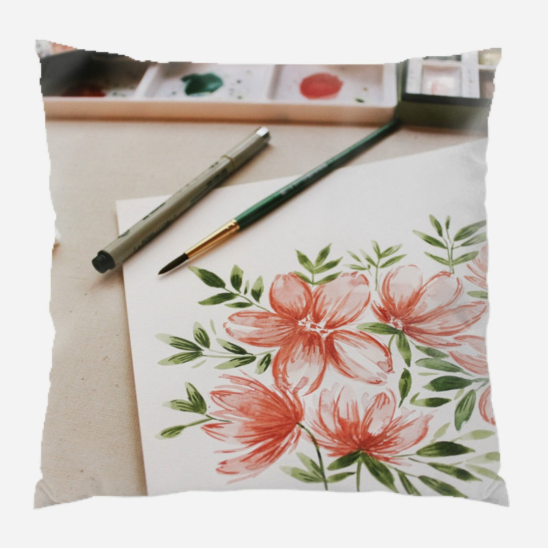Coussin décoratif fleur Gahanna, Intérieur, Microsuède