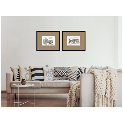 Vintage Postcard Florence & Venice 2 Piece Framed Wall Art Print Set by Teju Reval