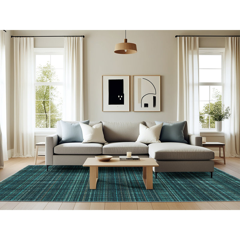 Performance Wool Plaid Indoor Rug, Rectangle 6' x 9'