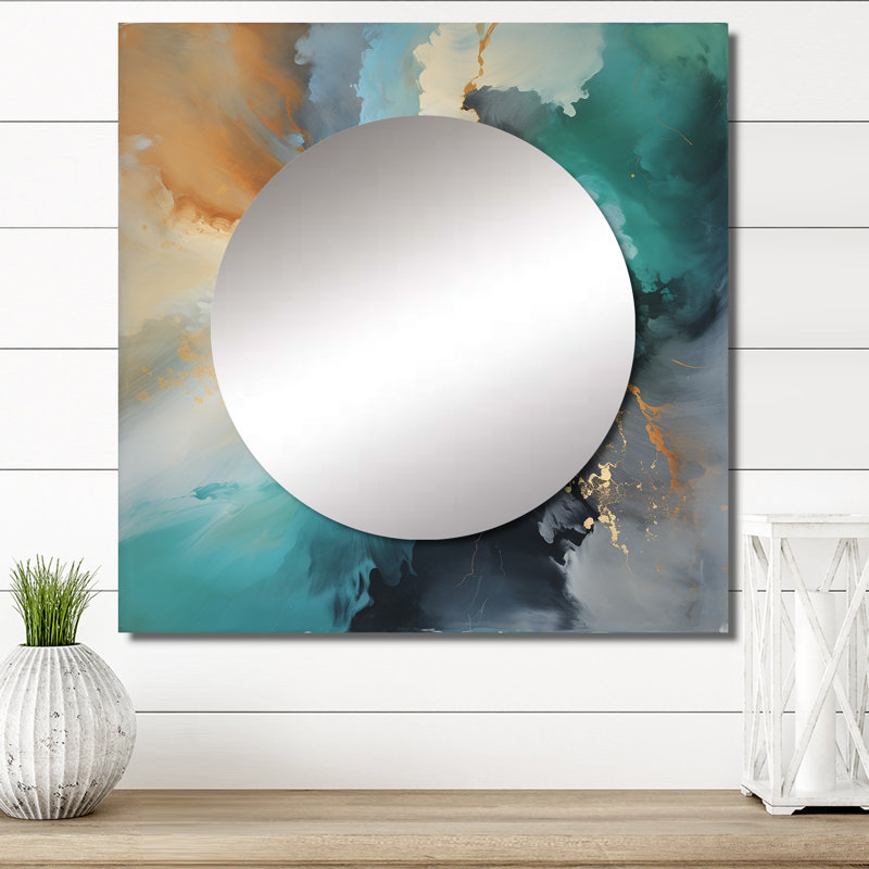 Lightning Wisdom Of The Ocean - miroir carré abstrait pour décoration murale, 23 po x 23 po