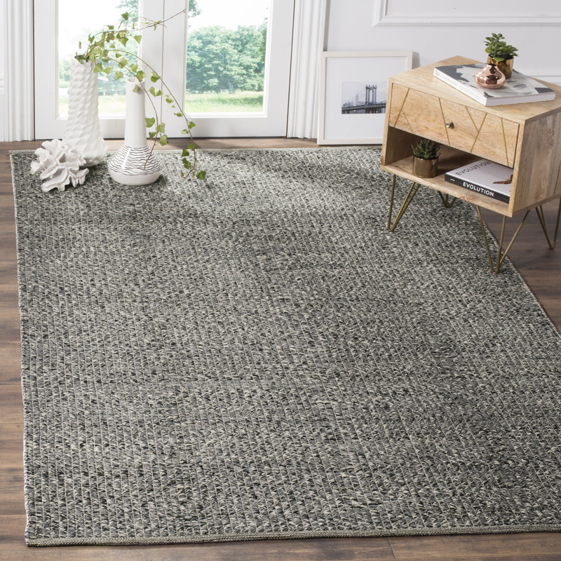 Alphy Hand Woven Cotton Abstract Rug, Rectangle 5' x 8'