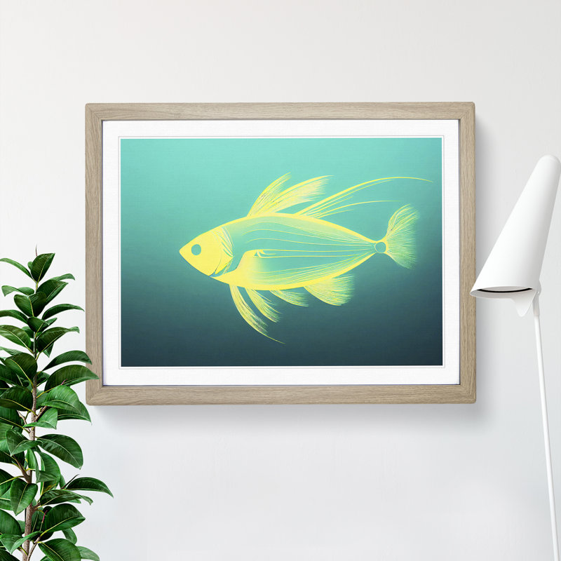 XH1022-2268X Compelling Fish - Single Picture Frame Print, 34cm H x 46cm W x 2cm D, Oak Framed