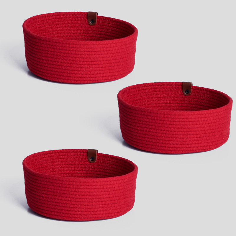 Ebern Designs Cotton Decorative Basket, Red