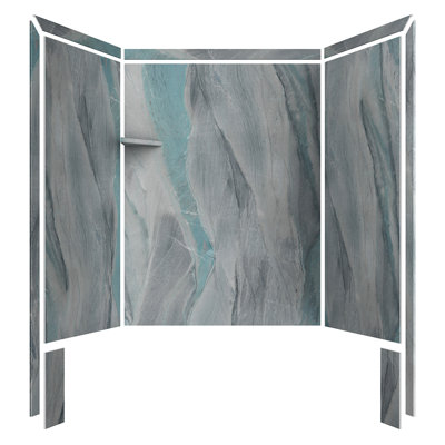 FlexStone Royale 60"W x 36"D x 80"H Alcove Bathtub/Shower Surround in Triton
