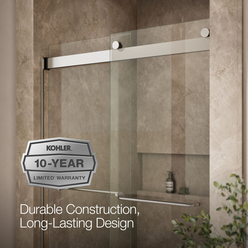 Levity 47.63" x 74" Bypass Shower Door with CleanCoat® Technology, Matte Nickel, Crystal Clear