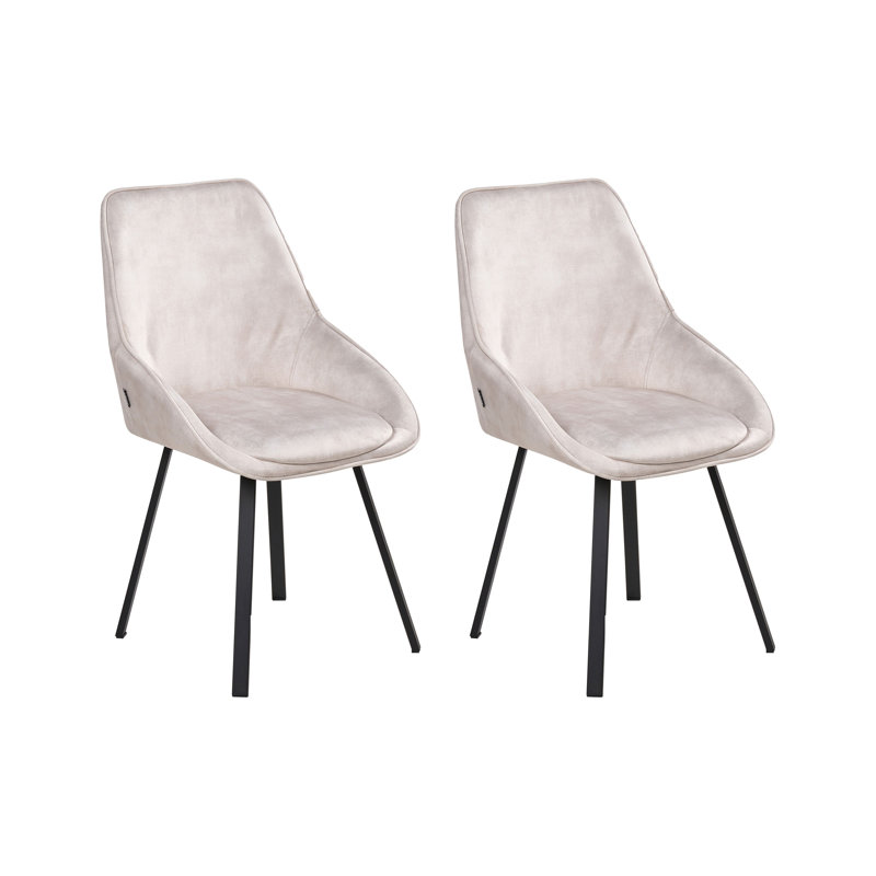 49cm H Velvet Upholstered Side Chair, Light Beige