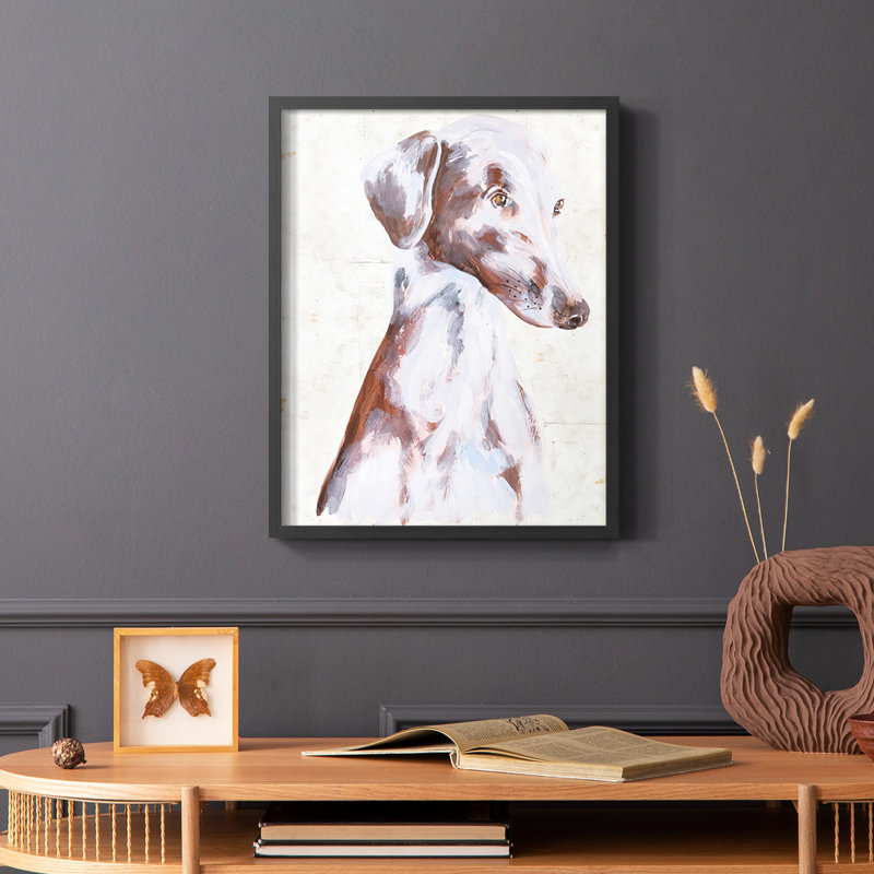 «Sitting Dog II», reproduction encadrée - bois massif, Noir, H 10 po x l 8 po