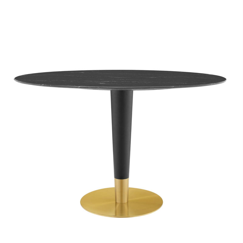 Zinque Oval Artificial Marble Dining Table, 47" W x 27.5" L, Black