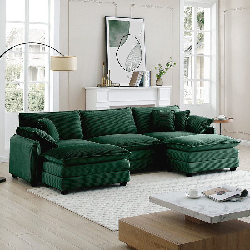 Canapé modulaire surdimensionné avec repose-pieds convertible, Vert