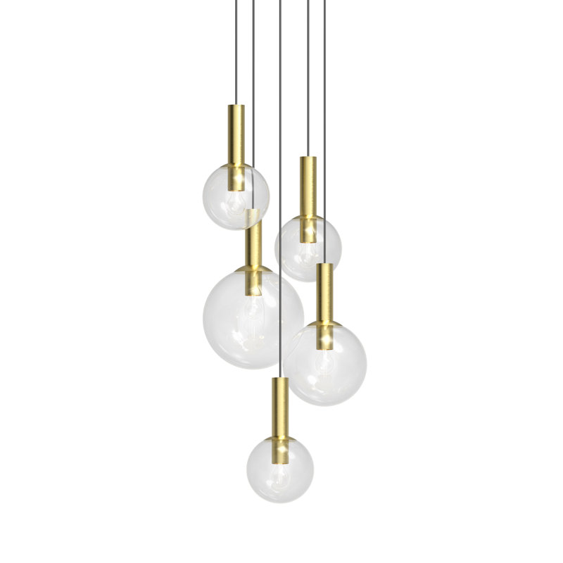 Bubbles 5 - Light Pendant, Satin Brass, 22" H x 26" W x 26" D