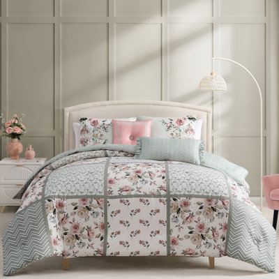 Bebejan Sage Serenity 100% Cotton Sateen 5 Piece Reversible Comforter Set
