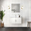 36 po L x P 22 po. Meuble-lavabo blanc brillant avec comptoir en quartz, robinet, miroir à DEL rayé et teint