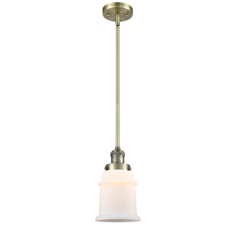 Galaviz 1 - Light Single Pendant, Antique Brass, Matte White Cased, 6 Watt Vinage LED Bulb