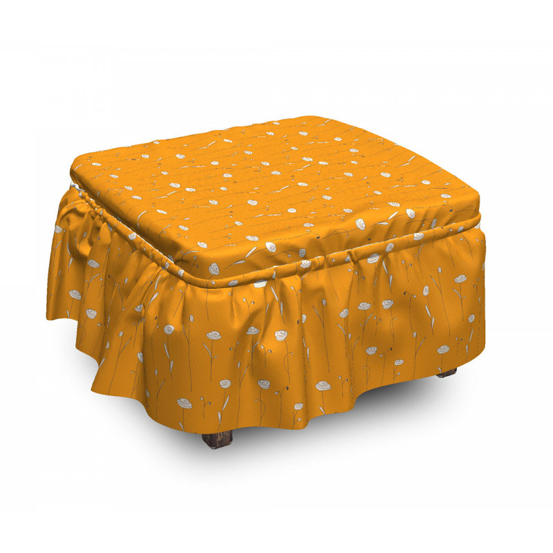 Housse pour repose-pieds abstrait doodle fleurs