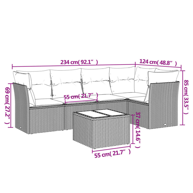 Ensemble de canapé de jardin Vidaxl noir, blanc crème