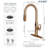 MASO Touchless Kitchen Faucet with Pull-Down Sprayer, Fahrenheit Temperature Display, 3 Spray Modes, 360° Swivel, Commercial Modern Faucet for RV, Farmhouse, Camper, Laundry & Bar,Brushed Rose Gold-125898334