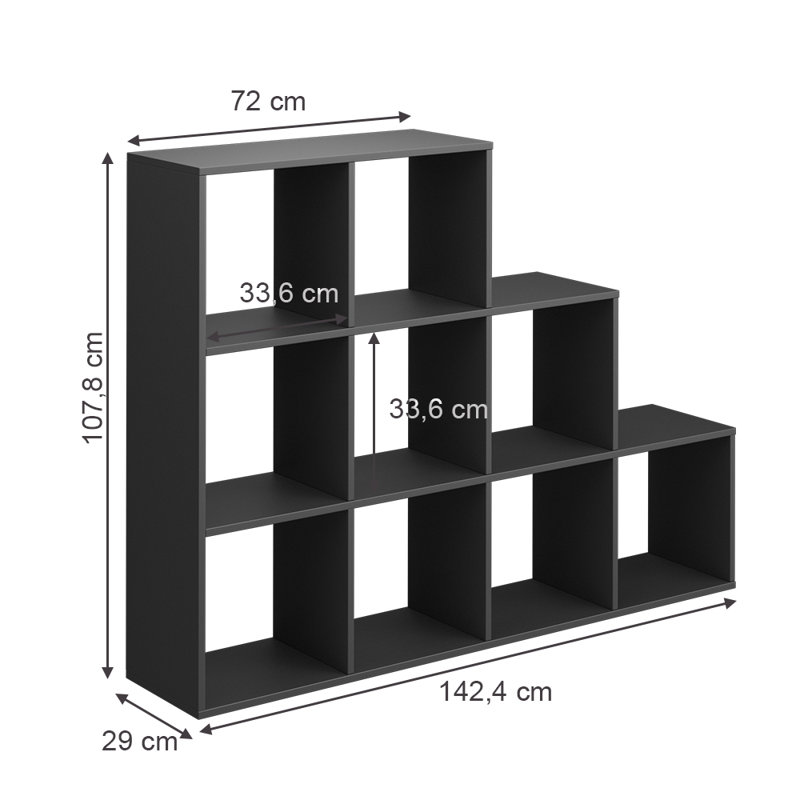 Boyko Bookcase, Dark Grey