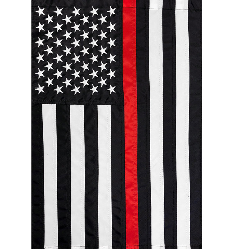 Thin Red Line Embroidered Garden Flag, Red