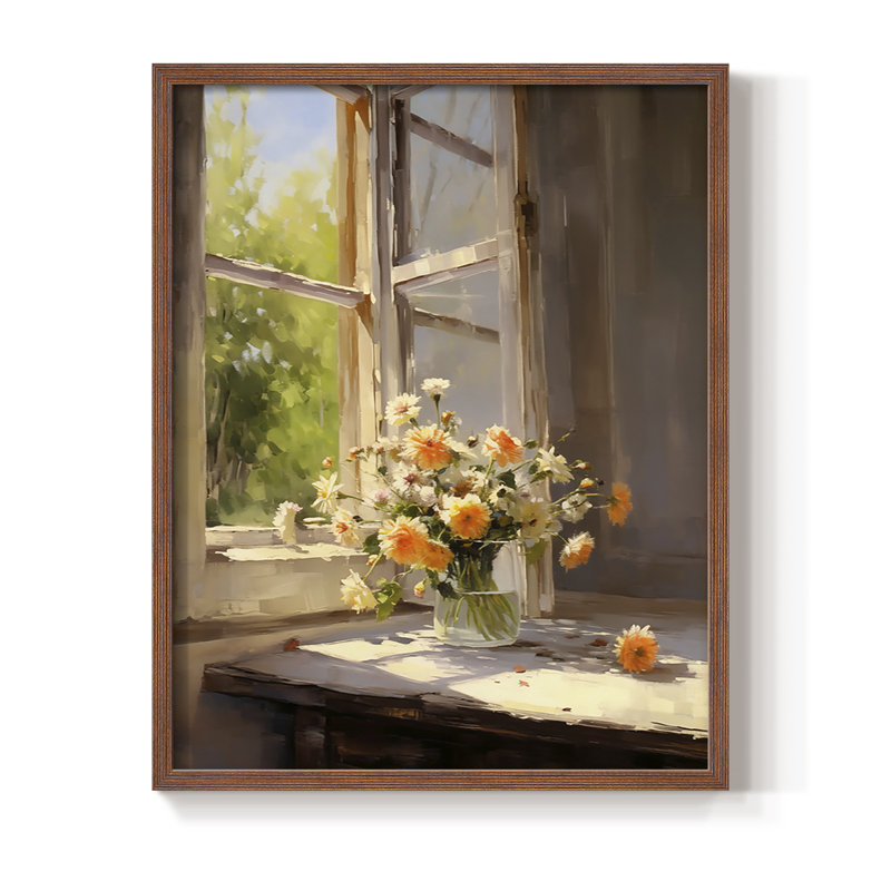 Reproduction encadrée FLORAL Series DCCXCI - bois massif, H 30 po x l 24 po, Noyer